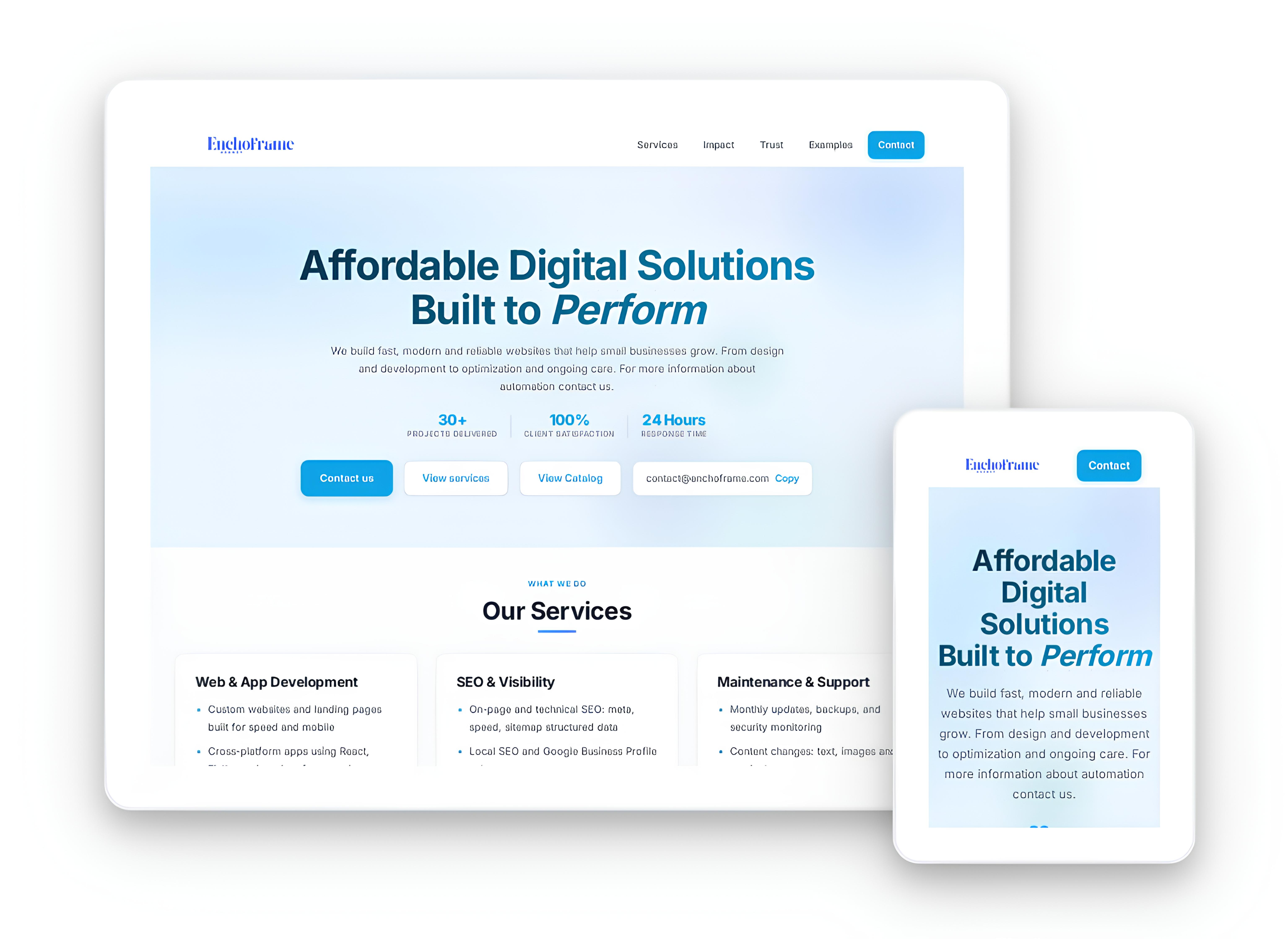 Mobile and desktop optimized preview